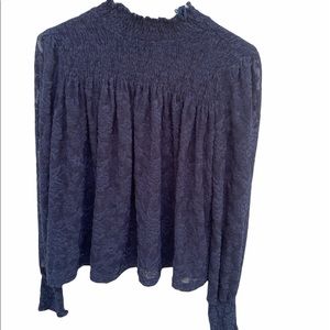 Deletta high neck Lacey blouse. XS